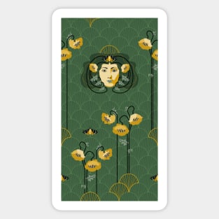 Art Nouveau - golden poppies Sticker